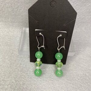 Handmade light green dangle earrings‎